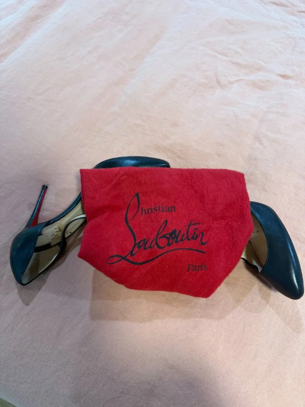 Christian Louboutin Black Leather D'Orsay Pointed Toe Pumps Red Sole EU 40